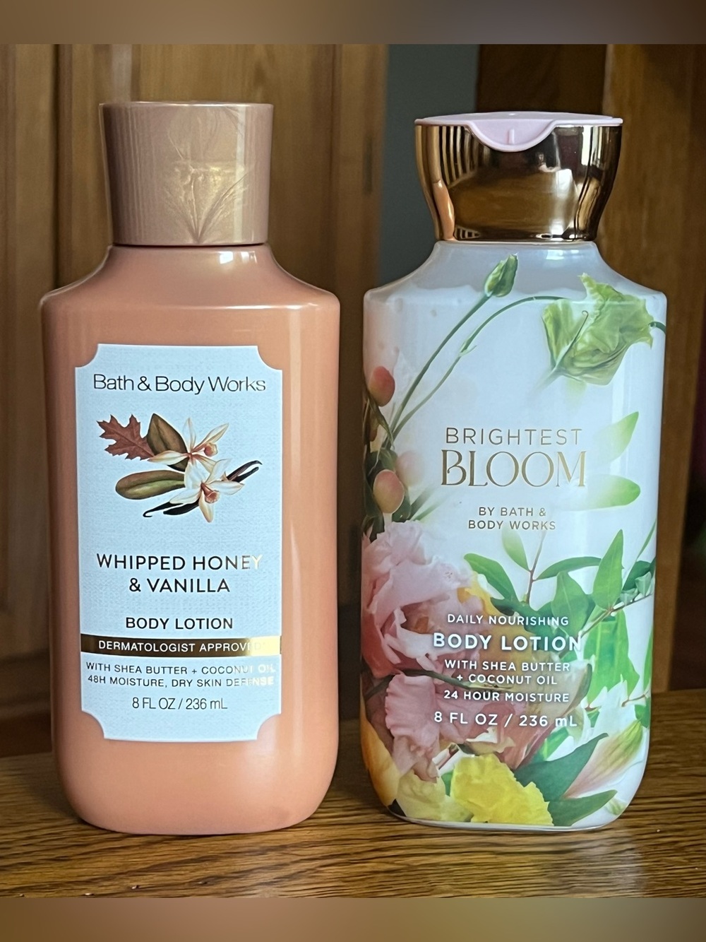 Bath&BodyWorks 8 FL OZ Body Lotions WHIPPED HONEY & VANILLA and BRIGHTEST BLOOM